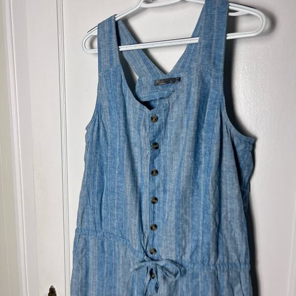 prAna Women's Blue Wayferer Sleeveless Cotton Hemp Blend Breathable Jumpsuit XL - Picture 8 of 11